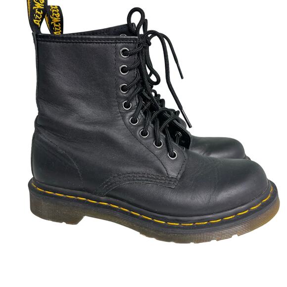 Dr Martens 11821 Black Leather 8 Eye Mid Boots 6 - Picture 9 of 11